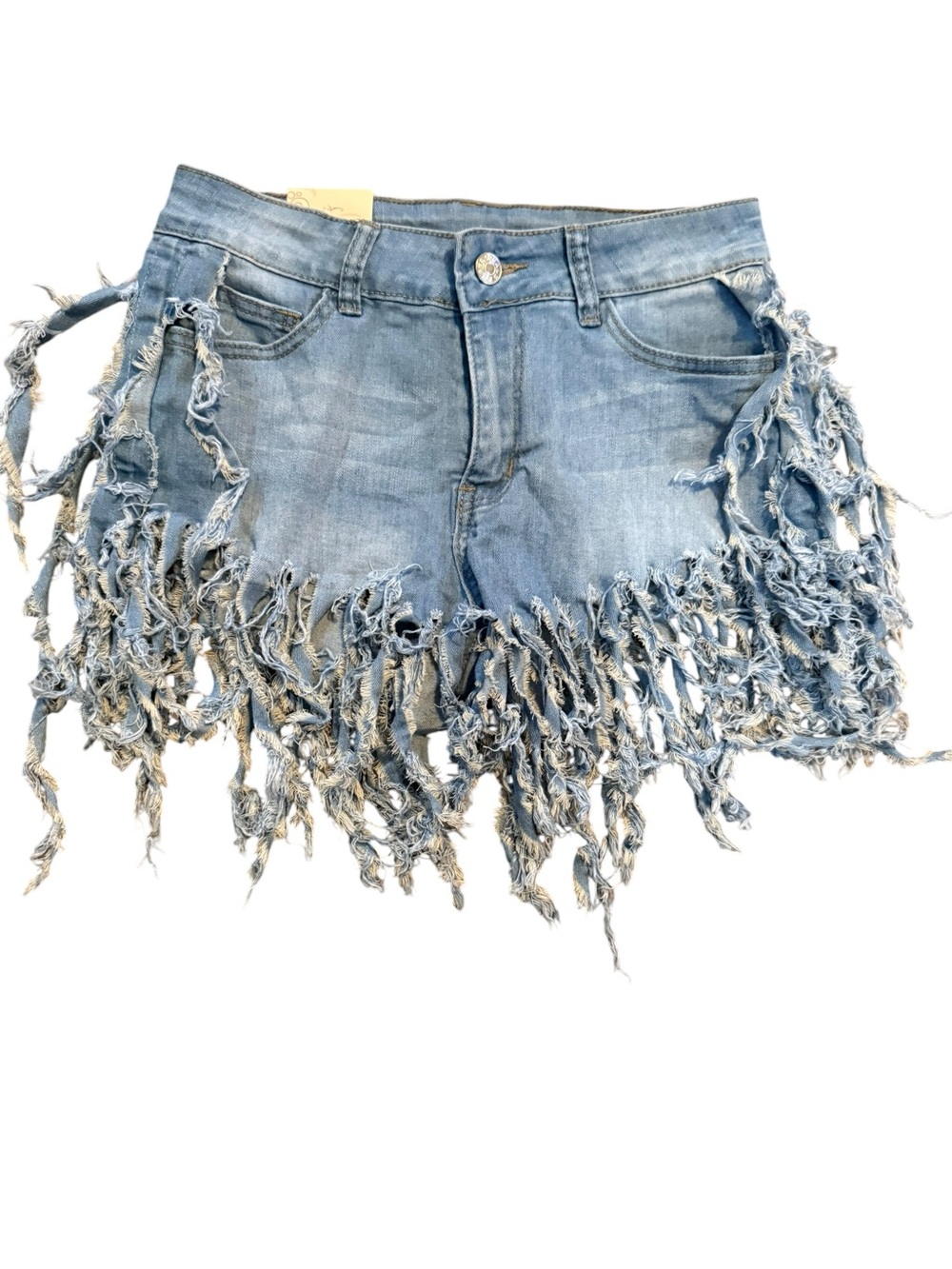 Women’s K.I.M. Denim shorts with shredded hem & fringe on the sides NWT Size Med